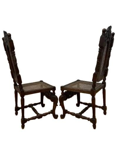 Antique Renaissance Revival Carved Ornate Throne Chairs - Pair - 3