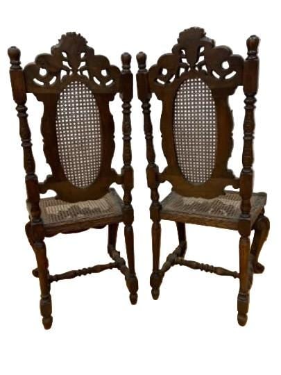 Antique Renaissance Revival Carved Ornate Throne Chairs - Pair - 4