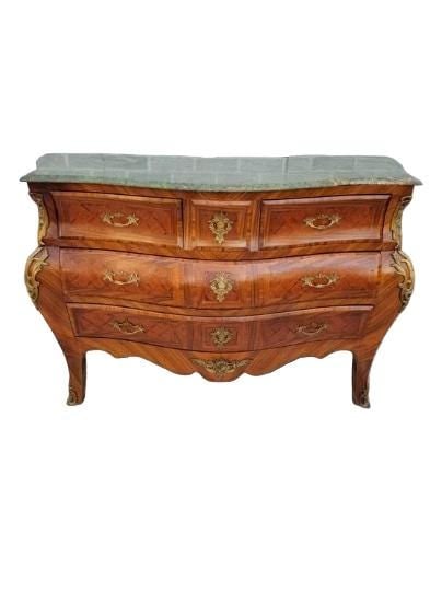 Antique French Louis XIV Style Tombeau Serpentine Commode Chest (1 of 4)