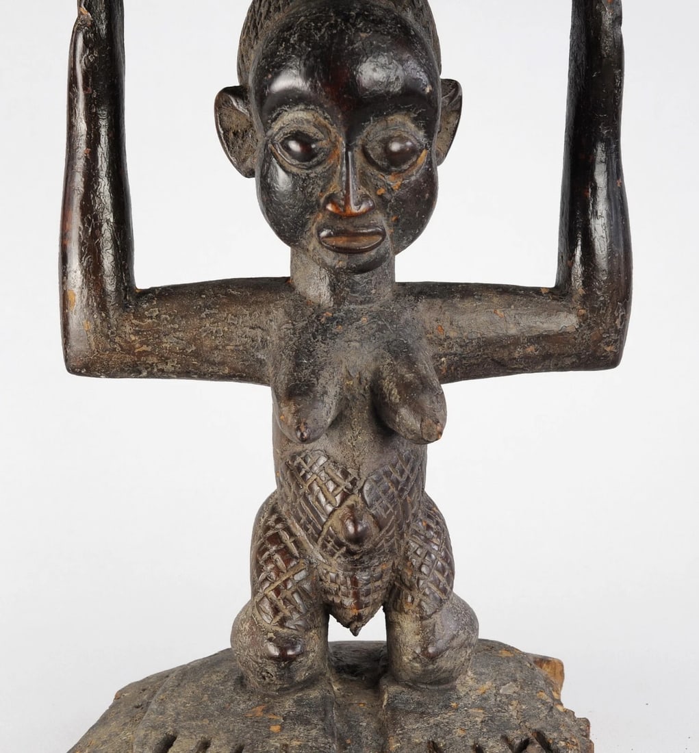 LUBA Kanyok Cariatid Stool Seat figure Statue Tabouret African Tribal Art 0860 - 8