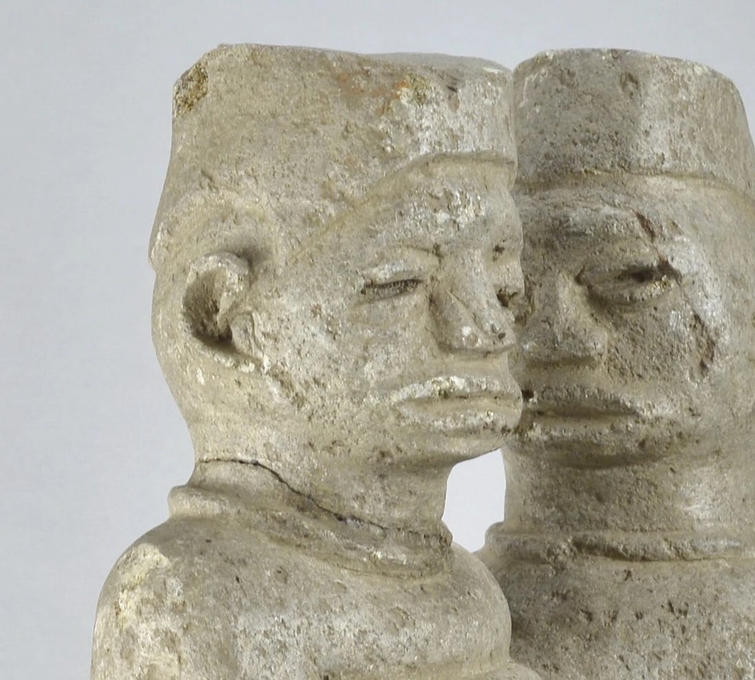 Bakongo Ntadi stone rare couple figure 16" statue African Tribal Art MC2024 - 9