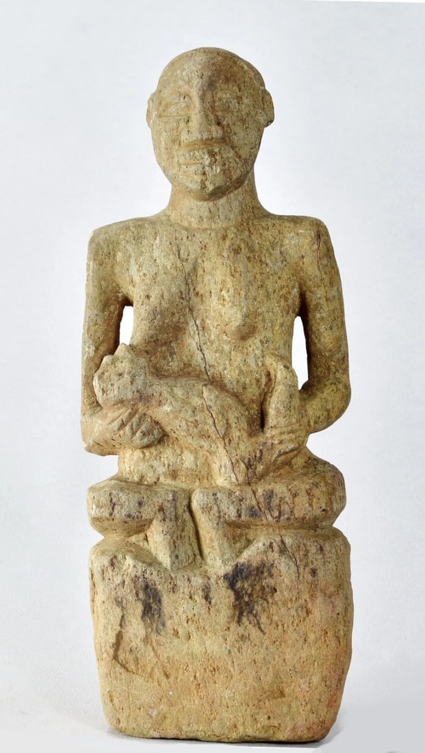 Bakongo Ntadi stone maternity figure 15 inches statue African Tribal Art MC2023 (1 of 8)