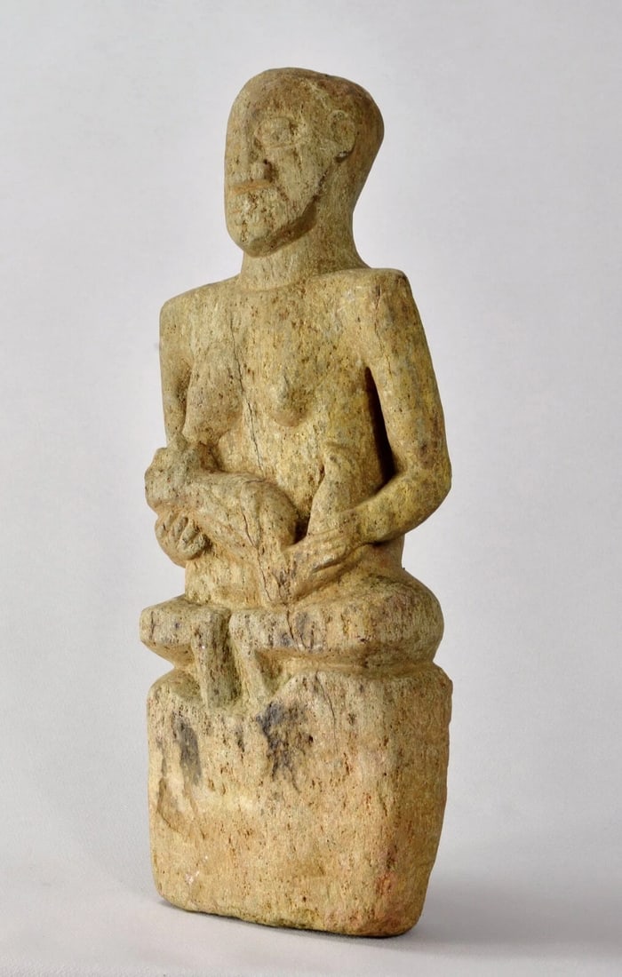 Bakongo Ntadi stone maternity figure 15 inches statue African Tribal Art MC2023 - 2