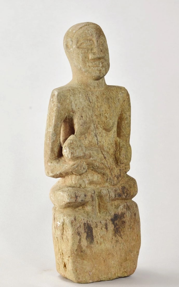 Bakongo Ntadi stone maternity figure 15 inches statue African Tribal Art MC2023 - 8