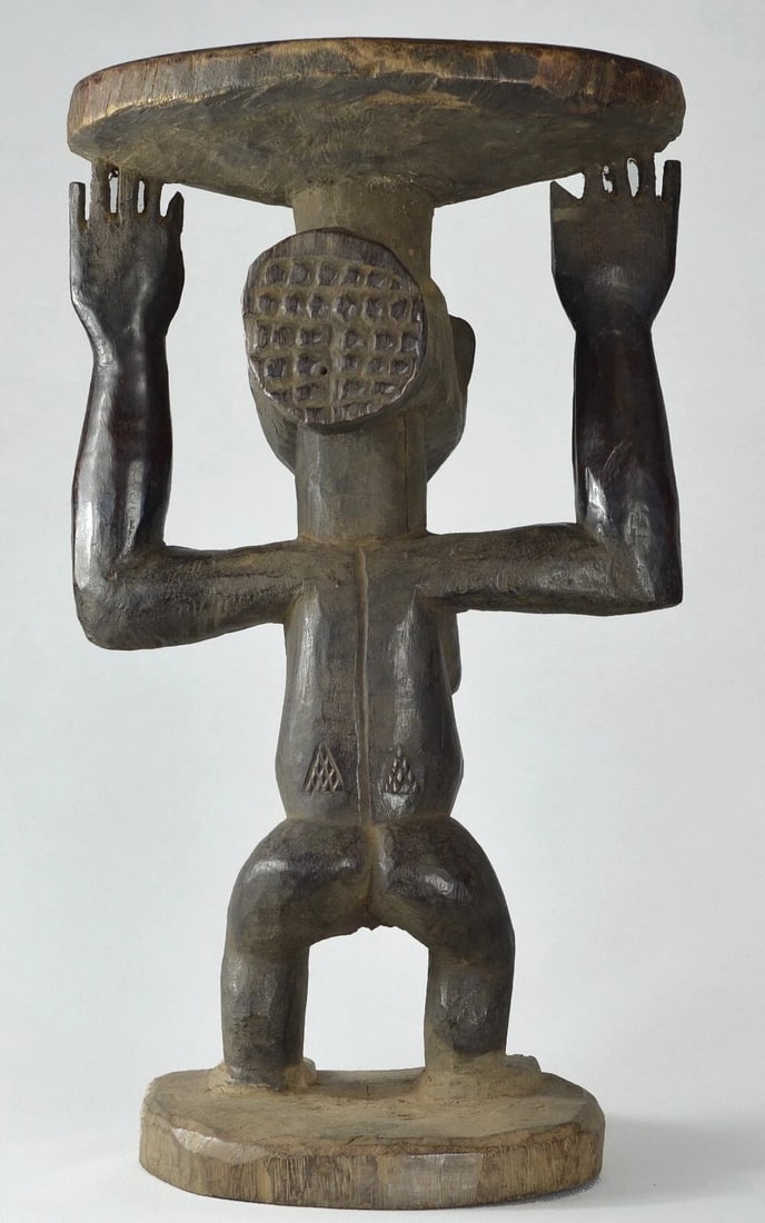 LUBA cariatid stool tabouret statue Congo African Tribal Art MC1789 - 9