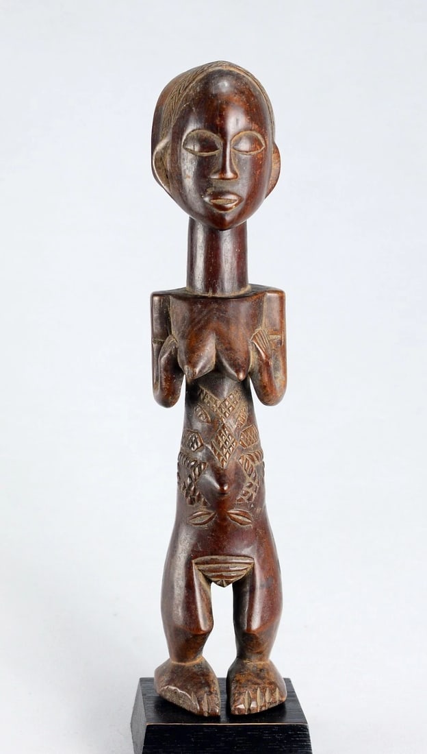 Beautiful LUBA female figure 13" statue sculpture Congo African Tribal Art 1703 - 4