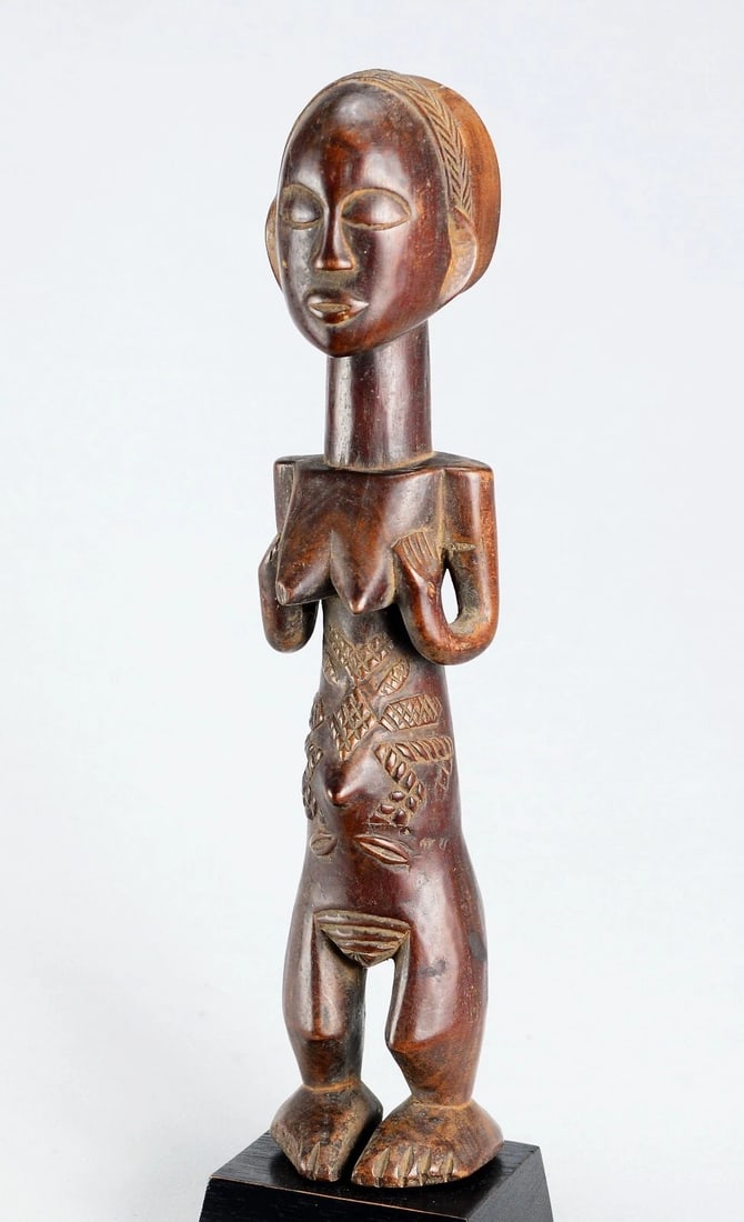 Beautiful LUBA female figure 13" statue sculpture Congo African Tribal Art 1703 - 5