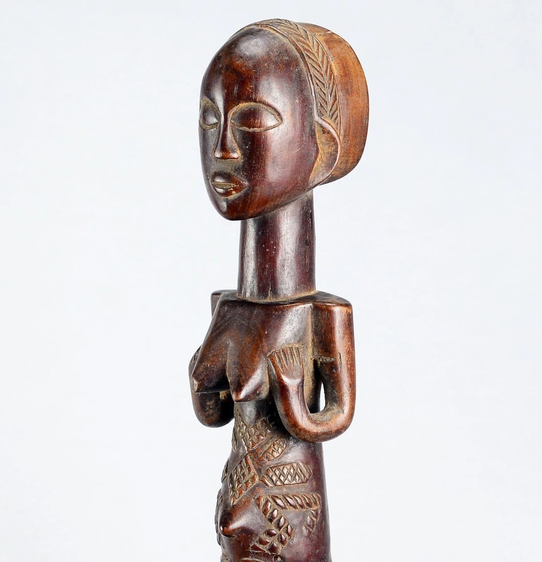 Beautiful LUBA female figure 13" statue sculpture Congo African Tribal Art 1703 - 7