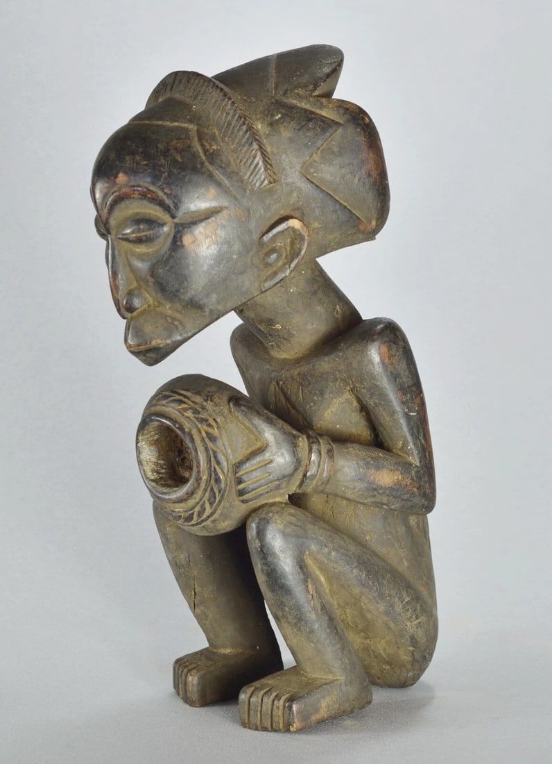 Powerful LUBA Bowl Bearer figure Master of Buli style African Tribal Art 1739 - 4