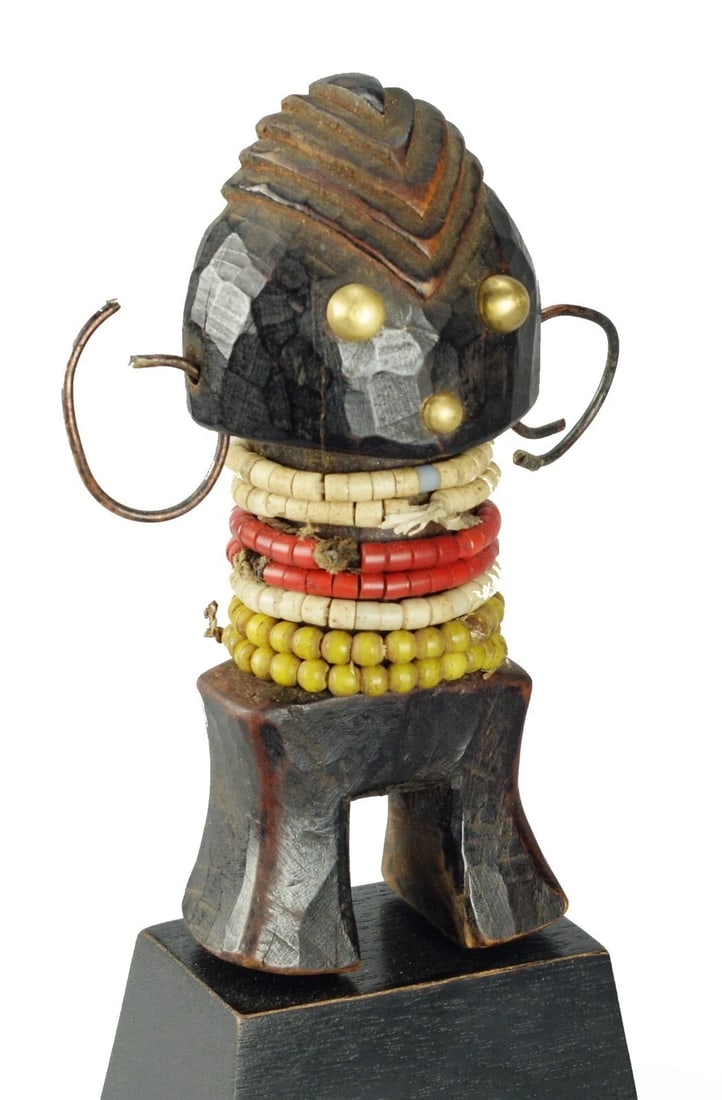 Cute ZANDE AZANDE Rare Ubangi Mani Yanda figure Congo African Tribal Art 1472 - 9