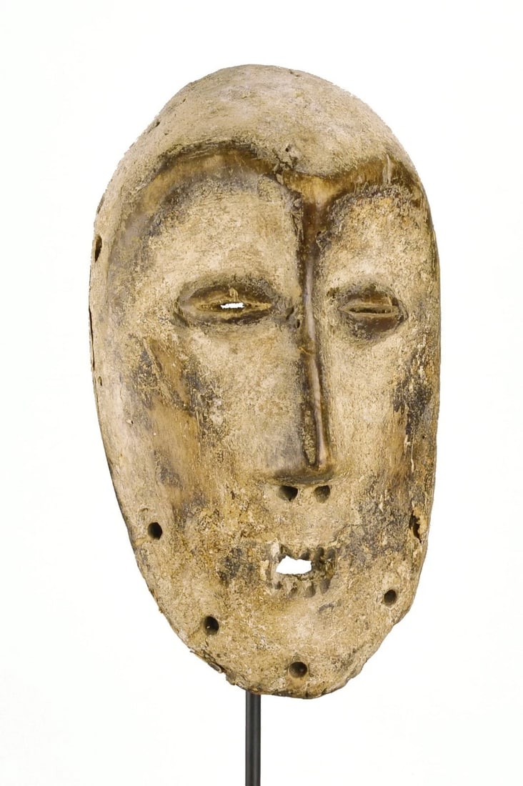 Congo Drc LEGA Wood idimu Mask Bwami Cult African Tribal Art 1196 - 3