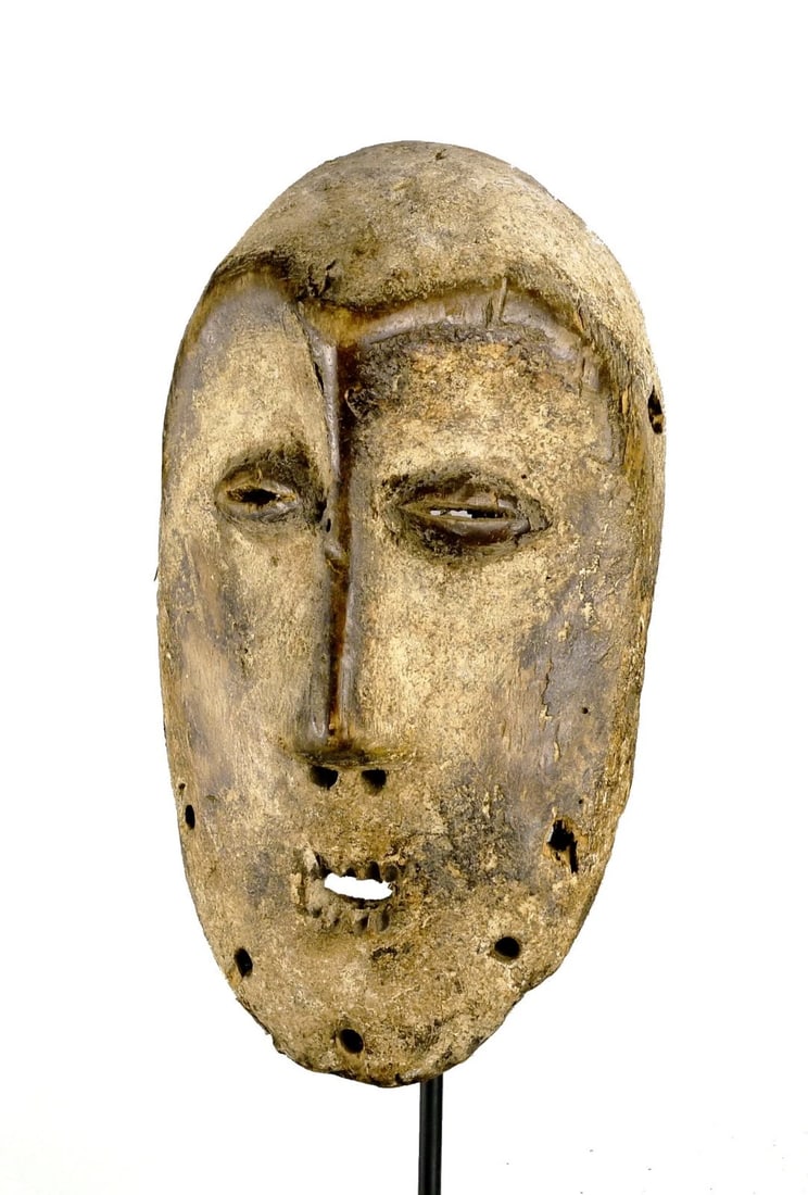 Congo Drc LEGA Wood idimu Mask Bwami Cult African Tribal Art 1196 - 7