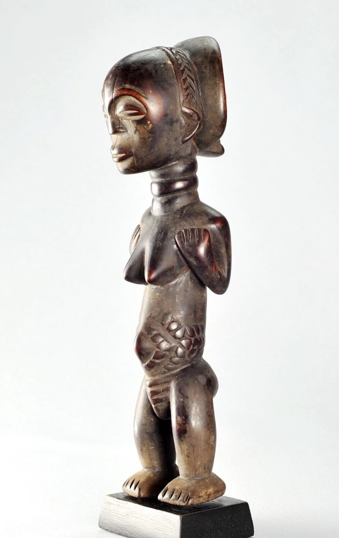Cute LUBA Female Figure Statue Congo Lukuga DRC African Tribal Art 1324 - 6