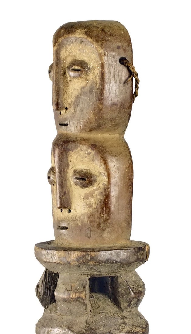 LEGA wood double head Figure statue Bwami Congo African Tribal Art 1608 (1 of 9)