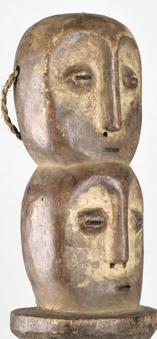 LEGA wood double head Figure statue Bwami Congo African Tribal Art 1608 - 2