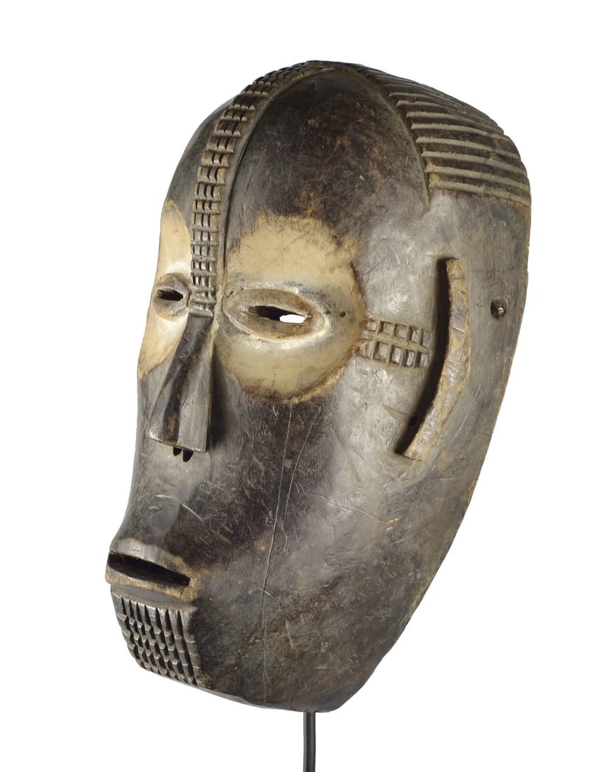 Congo Drc Large Anthropomorphic NGBAKA wooden Face Mask African Tribal Art 1526 - 4