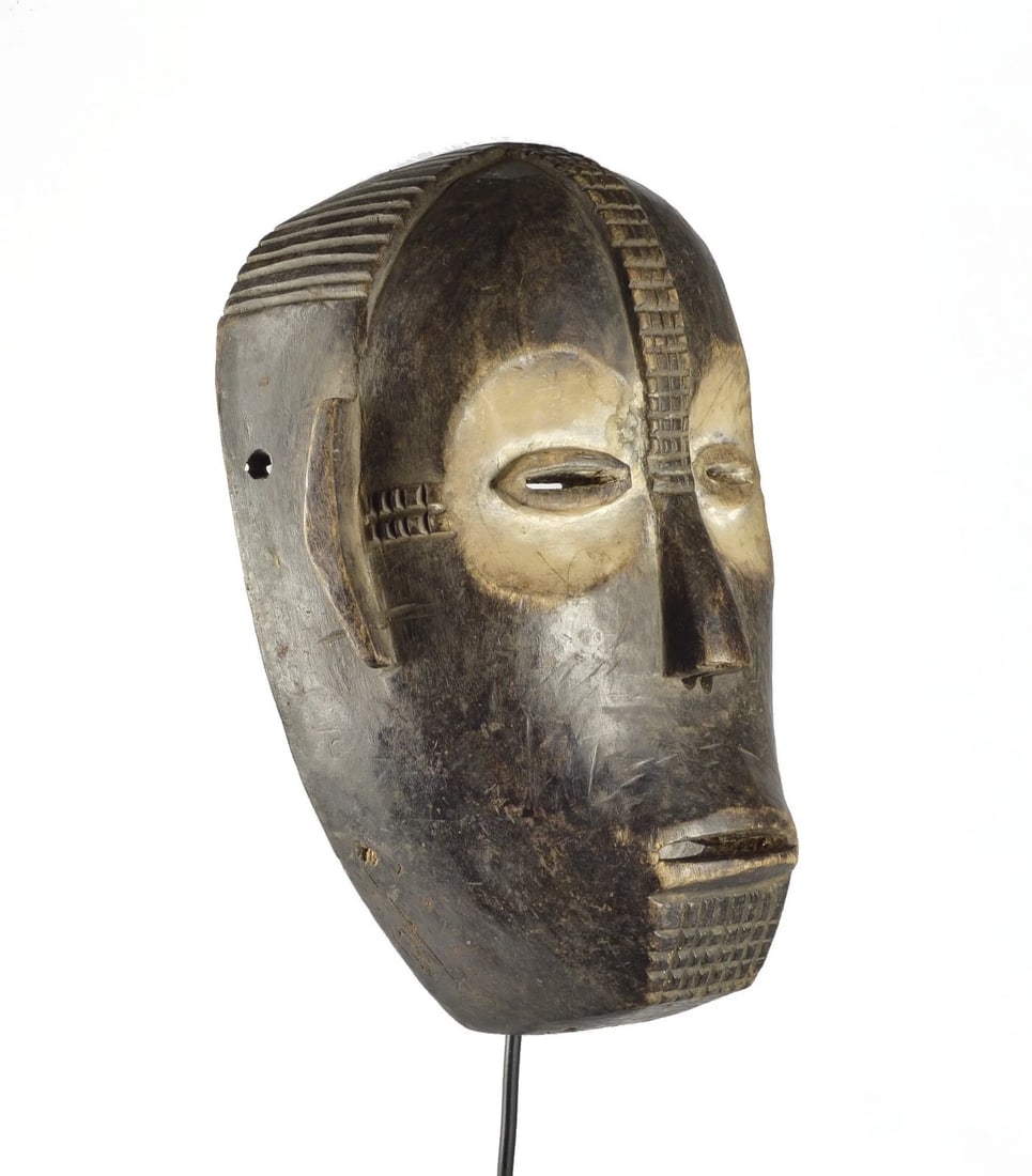 Congo Drc Large Anthropomorphic NGBAKA wooden Face Mask African Tribal Art 1526 - 8