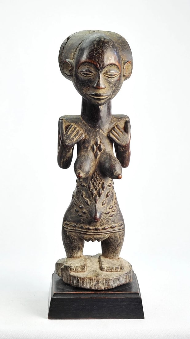 Fine LUBA Classical Cult Figure Statue Congo DRC African Tribal Art 1043 - 3