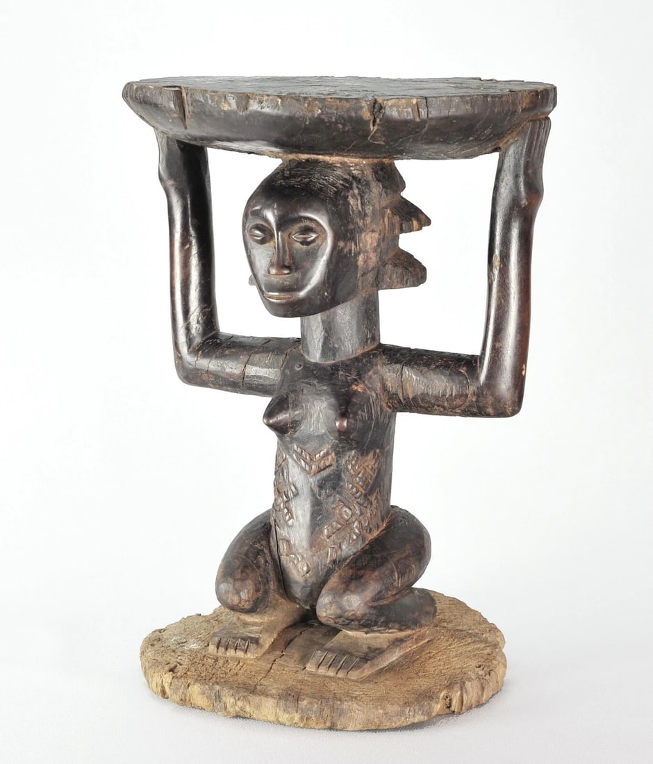 LUBA Shankadi cariatid stool seat figure statue Congo African Tribal Art 1330 (1 of 11)
