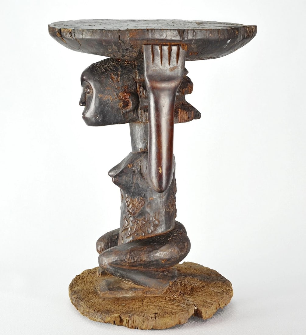 LUBA Shankadi cariatid stool seat figure statue Congo African Tribal Art 1330 - 5
