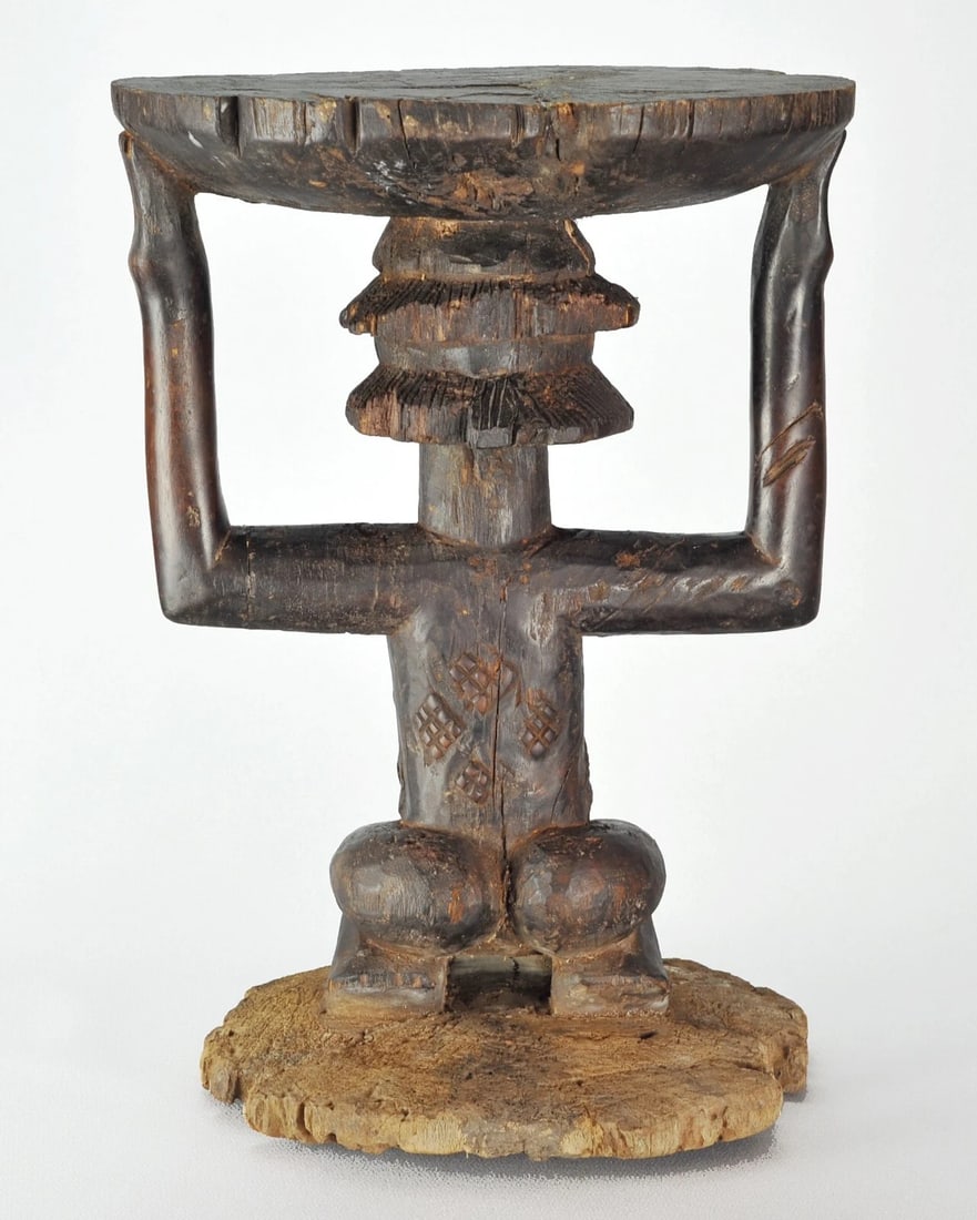 LUBA Shankadi cariatid stool seat figure statue Congo African Tribal Art 1330 - 9