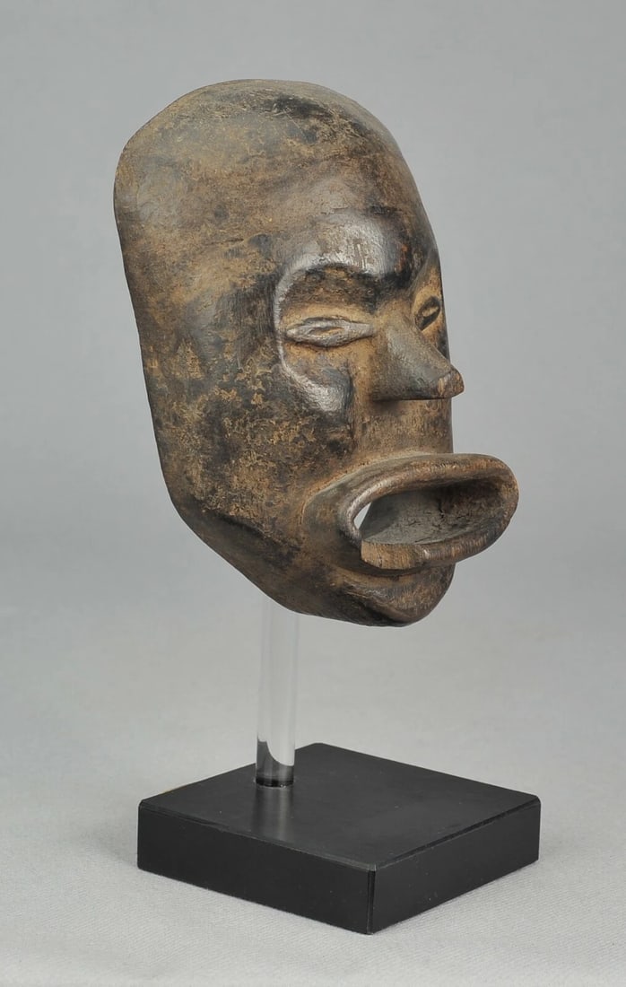 RARE ! HEMBA Cute Anthropomorphic Face Mask Congo DRC African Tribal Art 0939 - 11