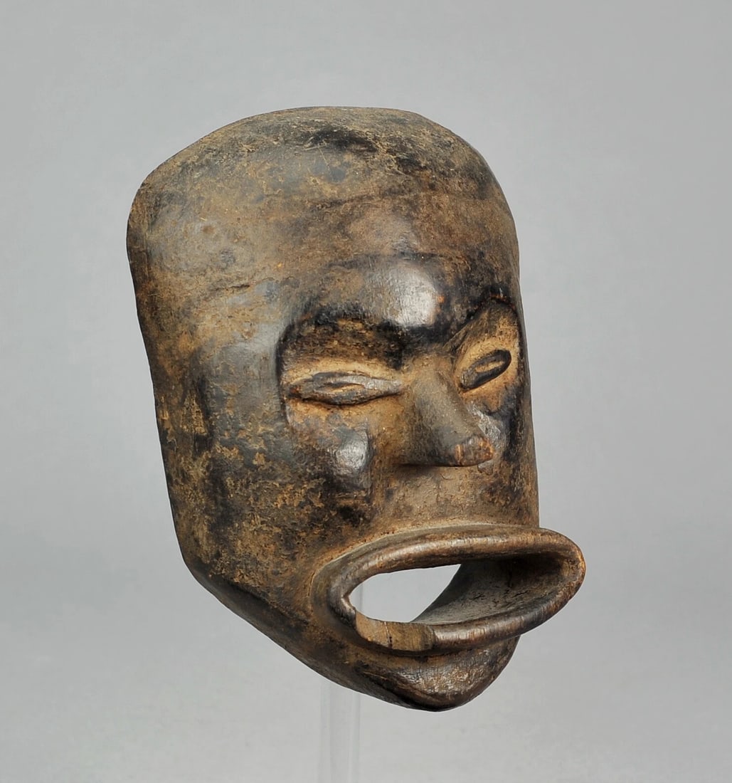 RARE ! HEMBA Cute Anthropomorphic Face Mask Congo DRC African Tribal Art 0939 - 3