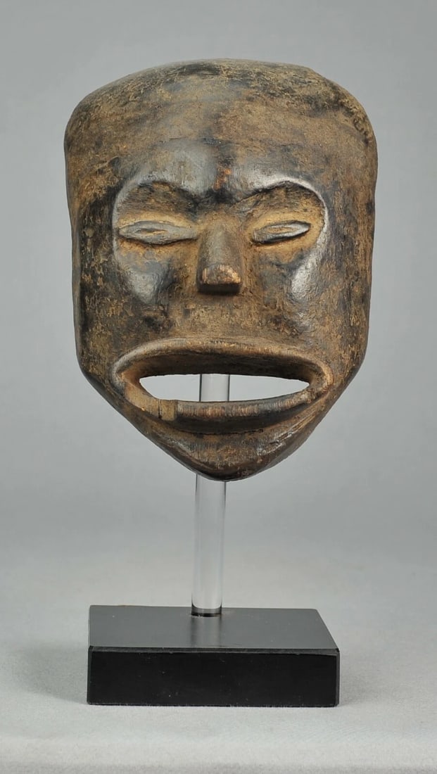 RARE ! HEMBA Cute Anthropomorphic Face Mask Congo DRC African Tribal Art 0939 - 4