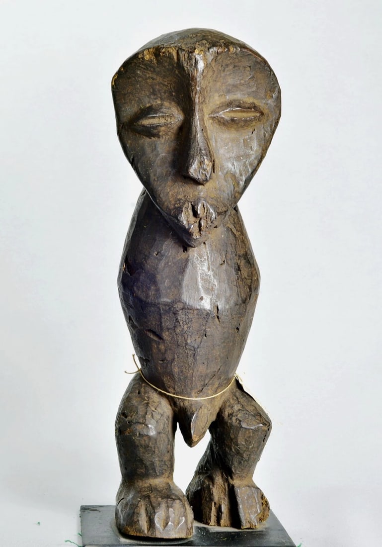 Slit drum African Art rare anthropomorphic Lega Figure Statue Congo drc - 11