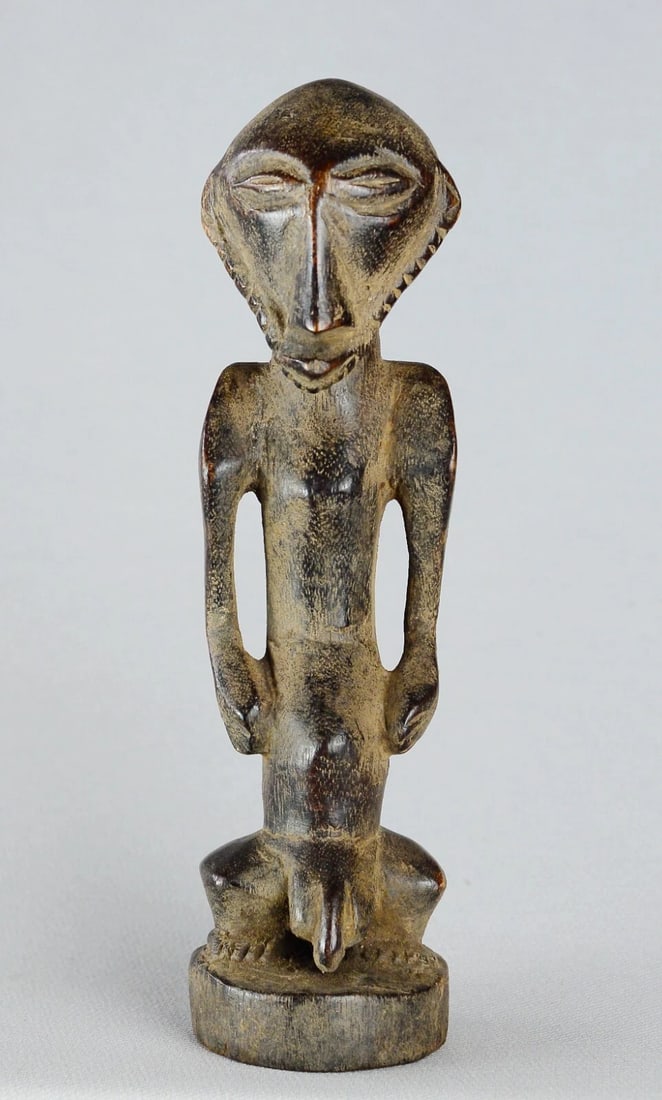 Cute decorative BEMBE standing figure wooden african sculpture Congo 10" - 3
