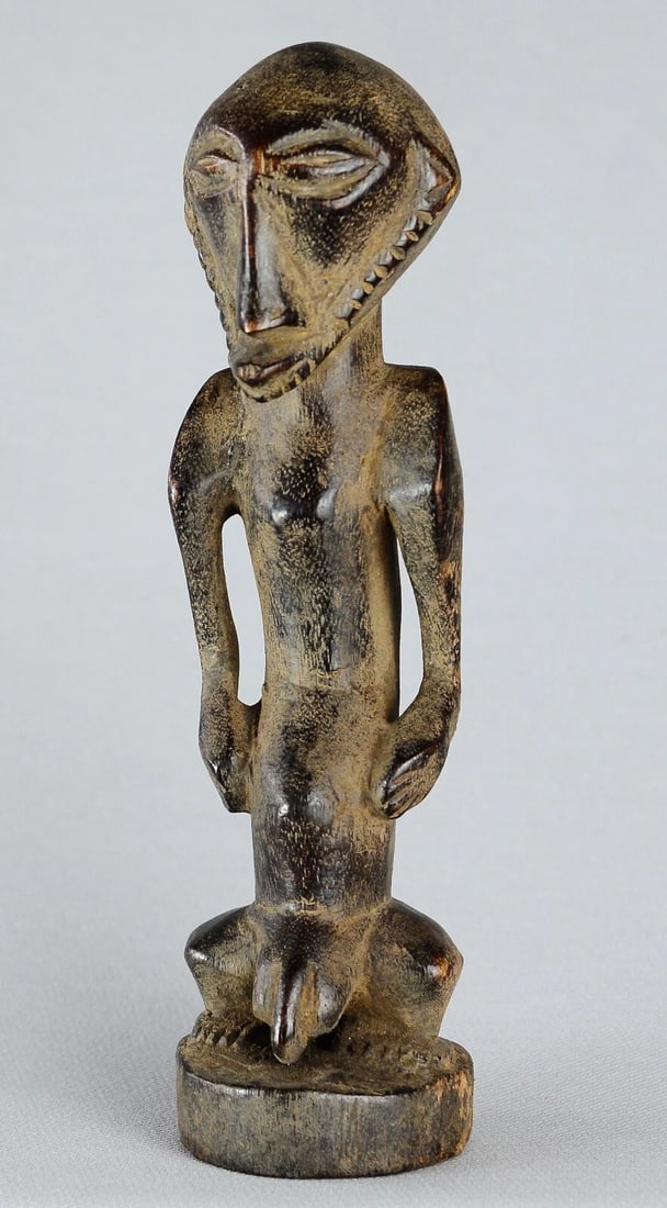 Cute decorative BEMBE standing figure wooden african sculpture Congo 10" - 4