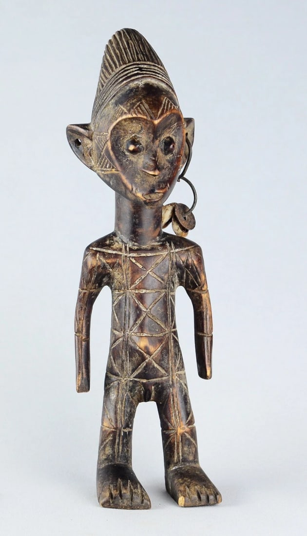 Cute decorative MANGBETU standing 13" figure wooden african sculpture Congo - 10