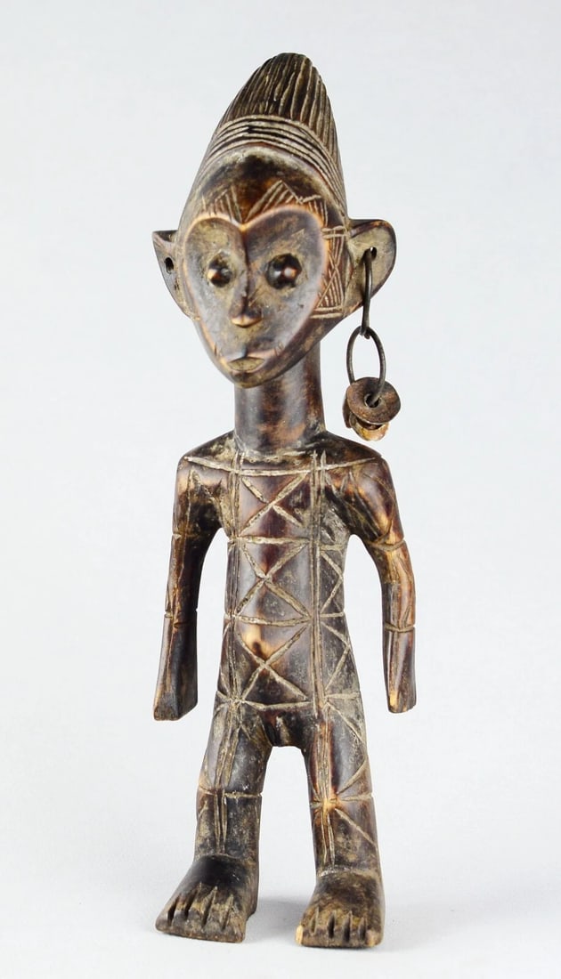 Cute decorative MANGBETU standing 13" figure wooden african sculpture Congo - 3