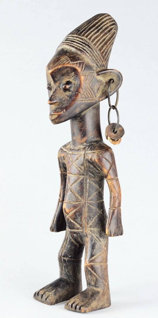 Cute decorative MANGBETU standing 13" figure wooden african sculpture Congo - 4