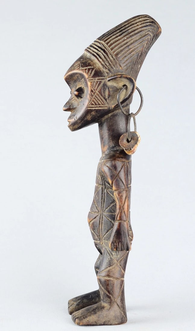 Cute decorative MANGBETU standing 13" figure wooden african sculpture Congo - 5