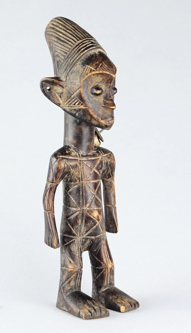 Cute decorative MANGBETU standing 13" figure wooden african sculpture Congo - 8