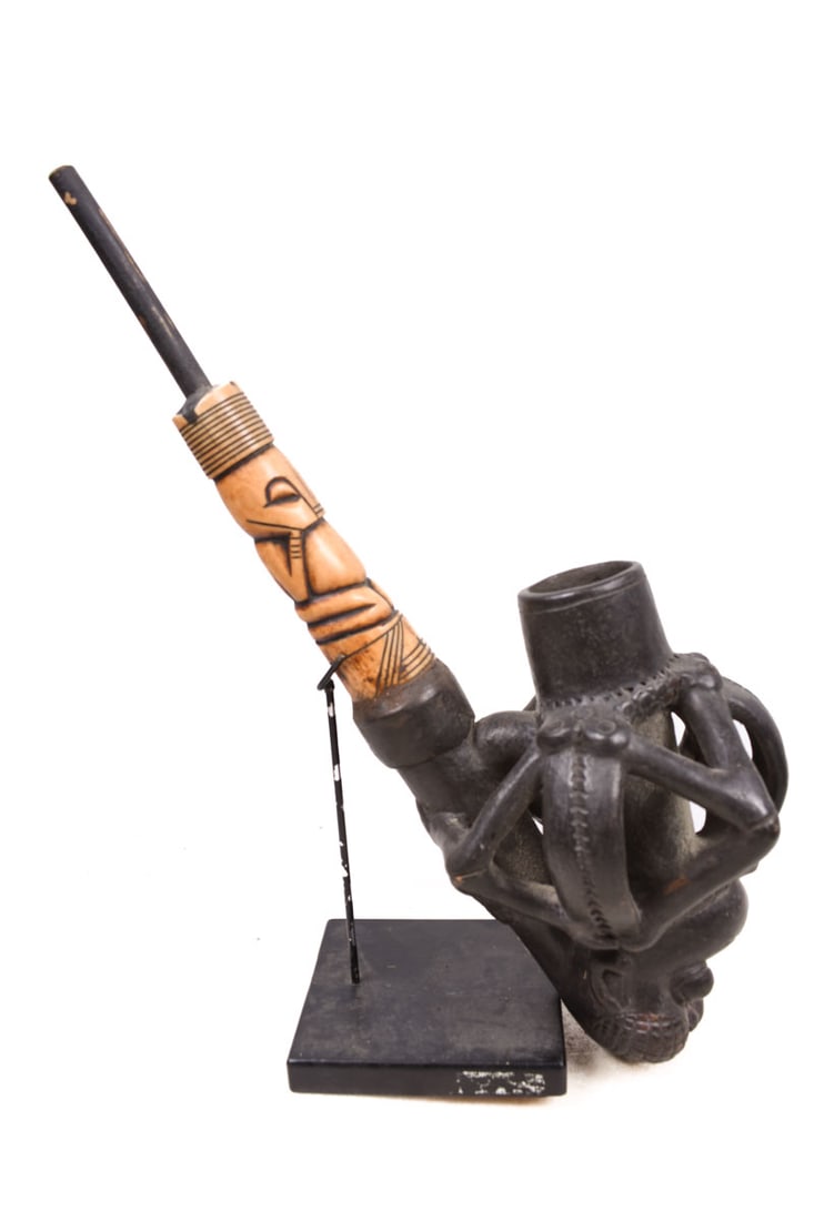 Ceremonial Pipe – Clay, Bone – Bamun – Cameroon - 5
