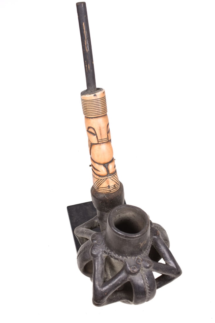 Ceremonial Pipe – Clay, Bone – Bamun – Cameroon - 6