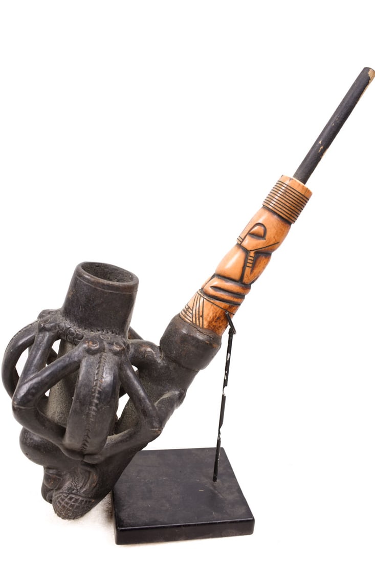 Ceremonial Pipe – Clay, Bone – Bamun – Cameroon - 8