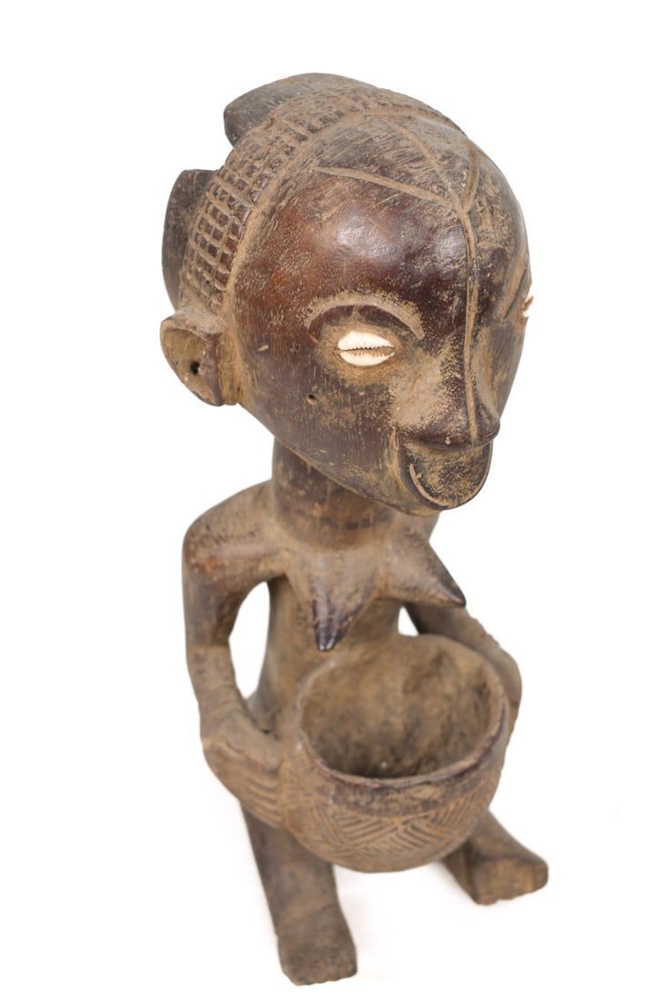 Bowl-barrier Figure – Wood, Cauri – Mboko – Luba – Congo DRC - 3
