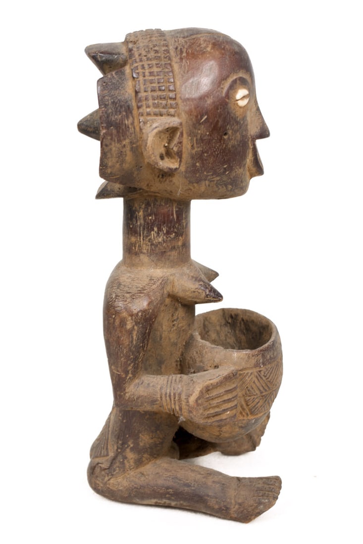 Bowl-barrier Figure – Wood, Cauri – Mboko – Luba – Congo DRC - 5