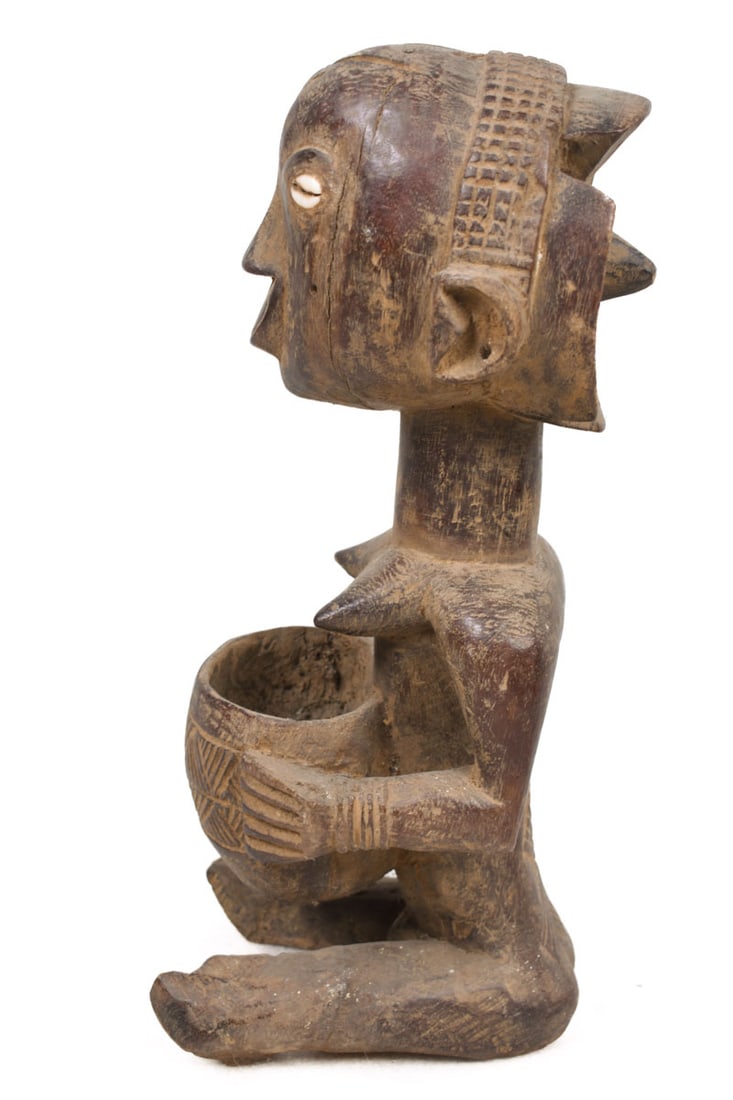 Bowl-barrier Figure – Wood, Cauri – Mboko – Luba – Congo DRC - 7