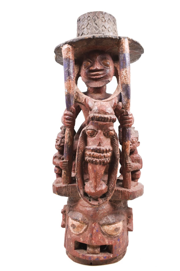 Epa Headdress – Wood – Yoruba – Nigeria: Authentic and very impressive Epa headdres from the Yoruba tribe of Nigeria. Among the most impressive artistic cultures in the world, the Yoruba, with 9 Centuries of history, exhibit a wide variety