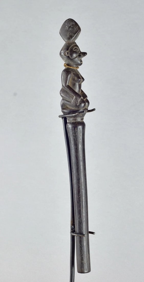 African Art Yaka chief staff with female figure scepter cane Congo DRC - 10