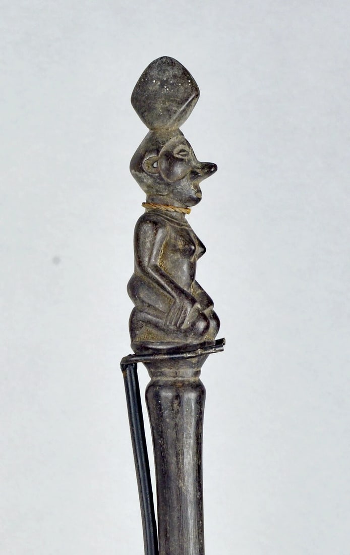 African Art Yaka chief staff with female figure scepter cane Congo DRC - 11