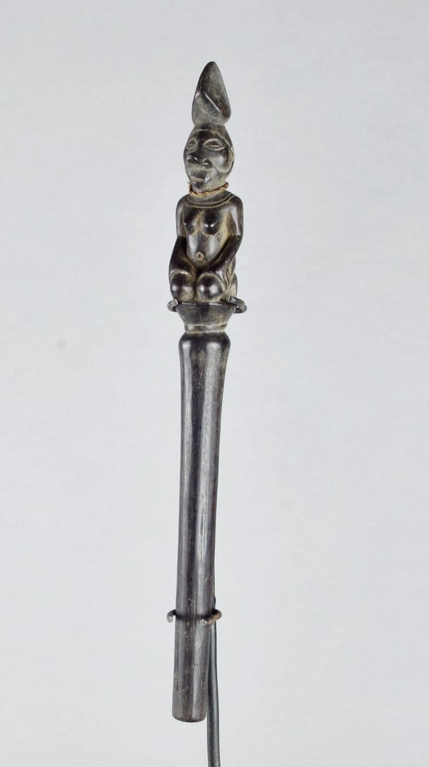 African Art Yaka chief staff with female figure scepter cane Congo DRC - 2