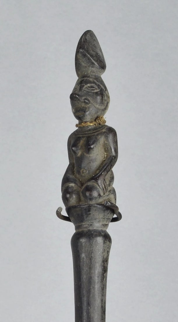 African Art Yaka chief staff with female figure scepter cane Congo DRC - 5