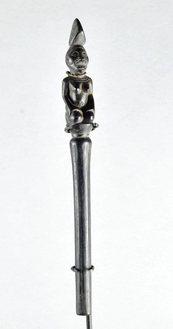 African Art Yaka chief staff with female figure scepter cane Congo DRC - 8