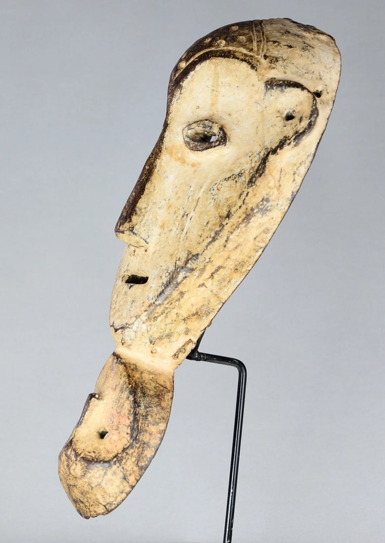 AFRICAN ART Rare & large 15" mask with handle and two faces LEGA Congo - 3