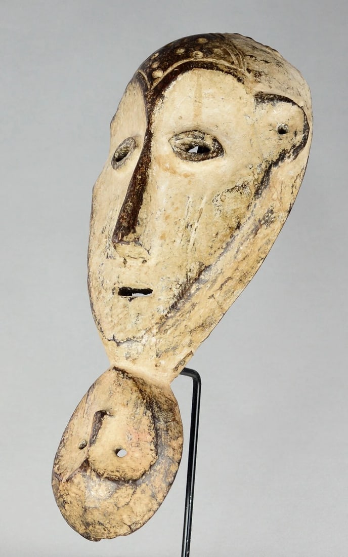 AFRICAN ART Rare & large 15" mask with handle and two faces LEGA Congo - 5